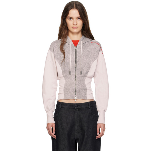  Eckhaus Latta White & Gray Snatched Hoodie 
