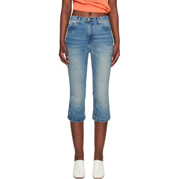  Edward Cuming Blue Knee Jerk Capri Denim Shorts 