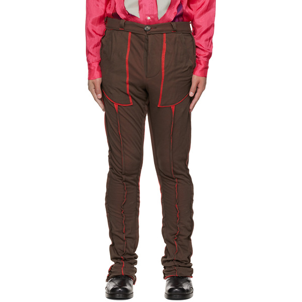  Edward Cuming Brown & Red Paneled Trousers 
