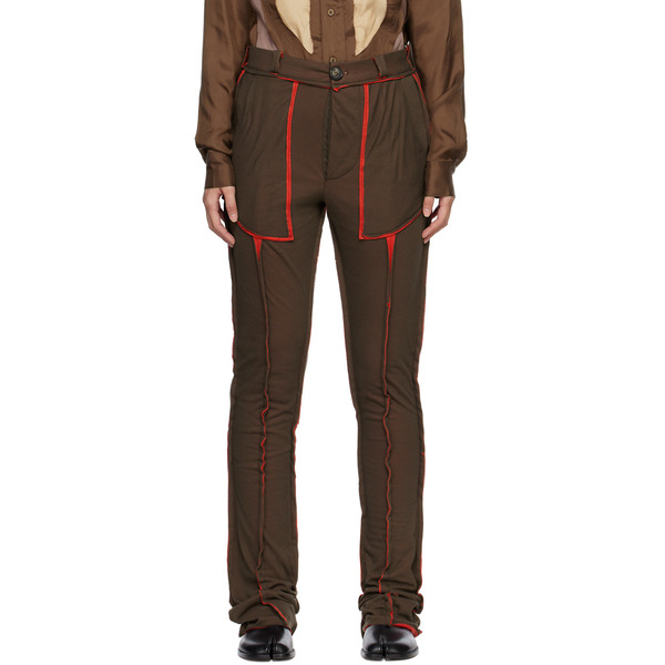  Edward Cuming Brown & Red Raw Edge Lounge Pants 