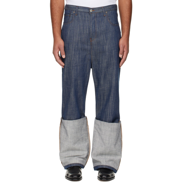  Edward Cuming Navy Turn-up Drop-down Jeans 