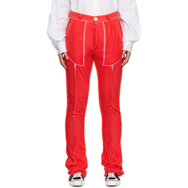  Edward Cuming Red & Pink Raw Edge Lounge Pants 