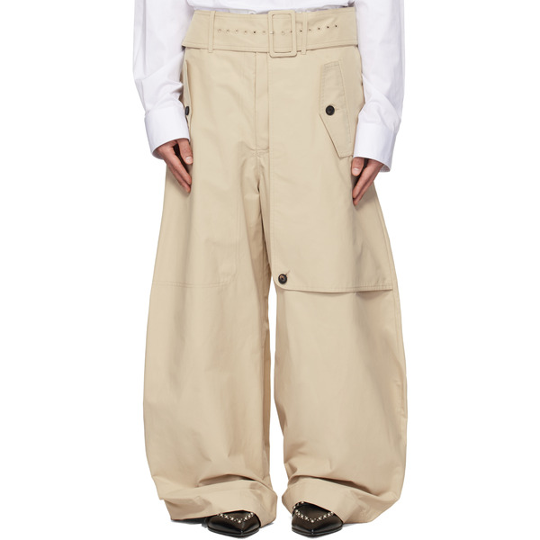  Egonlab Beige Belted Trench Trousers. 