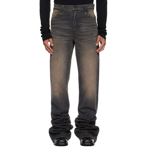  Egonlab Black & Brown Fitted Jeans 