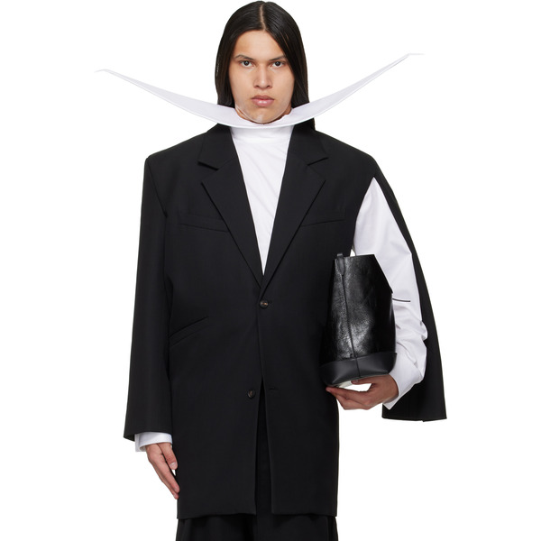  Egonlab Black Curved Vent Blazer 