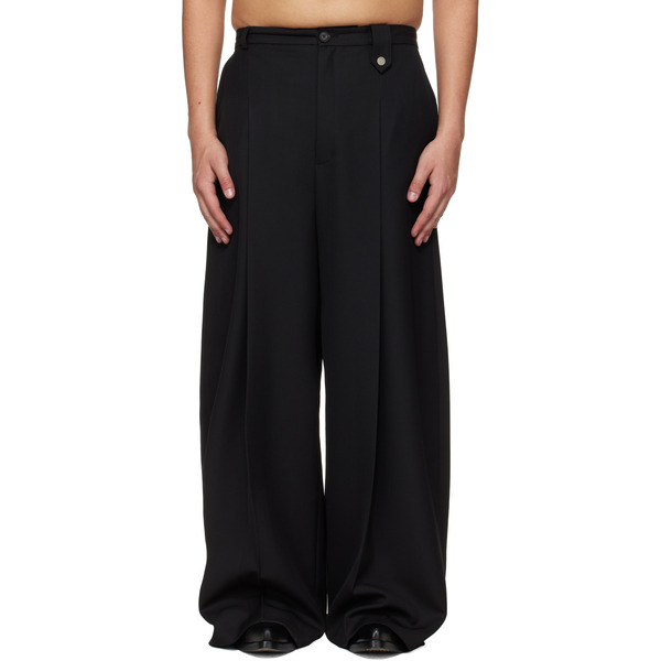  Egonlab Black Fluid Tailored Wide Leg Trousers 
