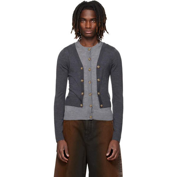  Egonlab Gray Illusion Layered Cardigan 