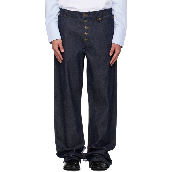  Egonlab Navy Contrasted Hem Jeans 