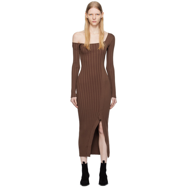  Elleme Brown Asymmetric Midi Dress 