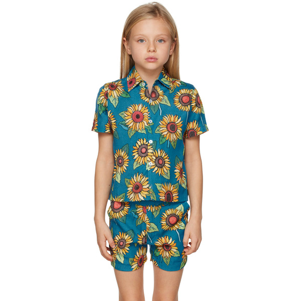  Endless Joy Kids Blue Sunflower Shirt 