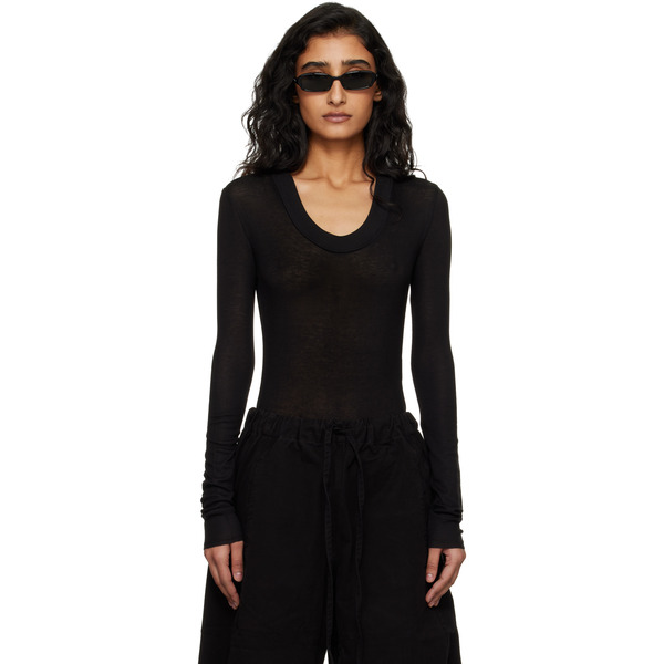  Entire Studios Black Circle Neck Bodysuit 