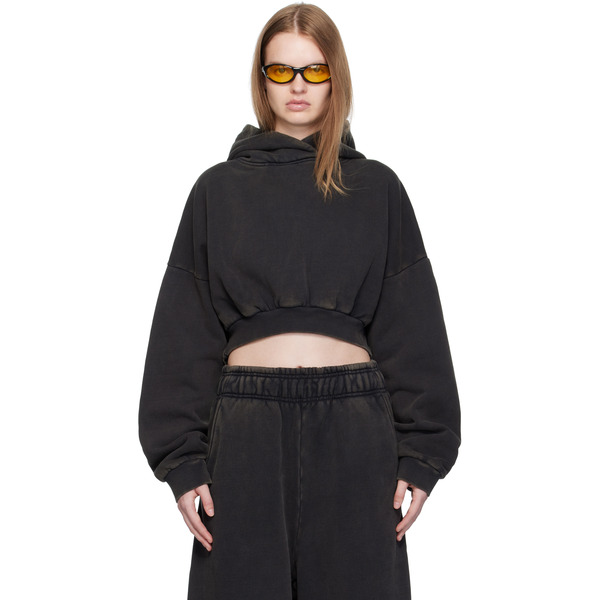  Entire Studios Black Cropped Heavy Hoodie 