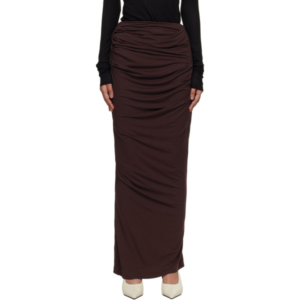  Entire Studios Brown Drape Maxi Skirt 