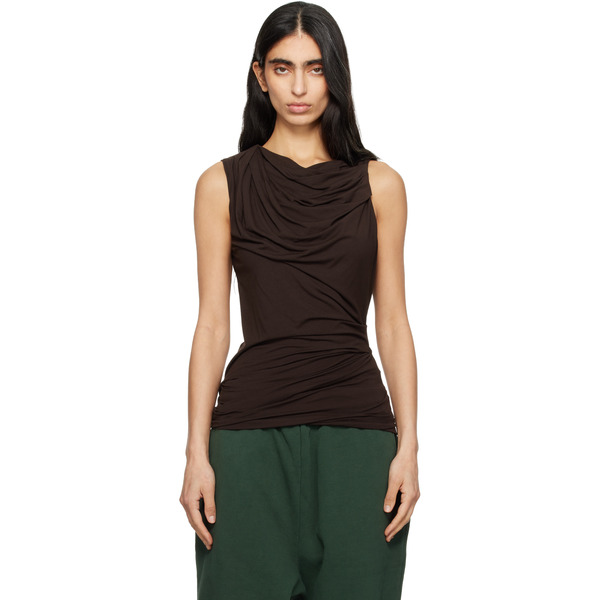 Entire Studios Brown Drape Tank Top 