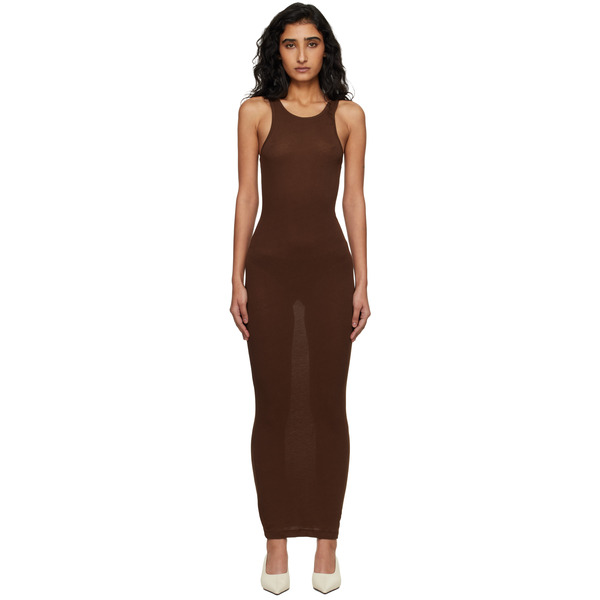  Entire Studios Brown Muscle Tank Midi Dress 