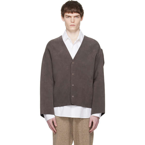  Entire Studios Taupe Minimal Suede Jacket 