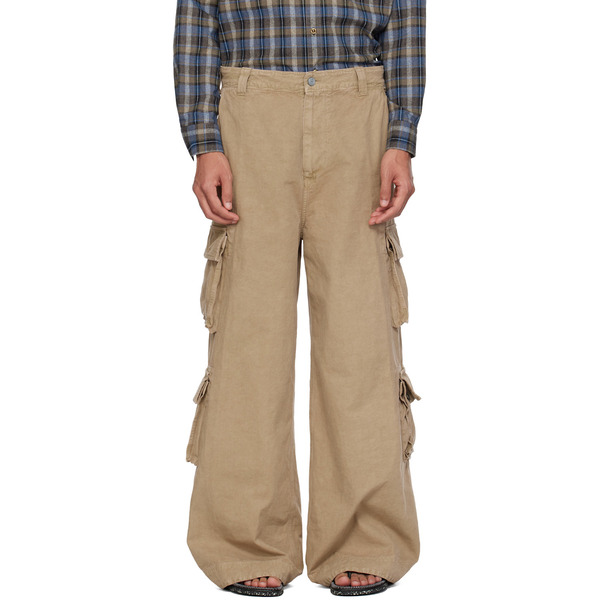  Erl Beige Logo Patch Cargo Pants 