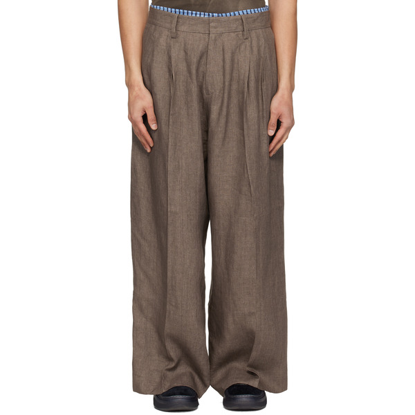 Erl Beige Pleated Suit Trousers 