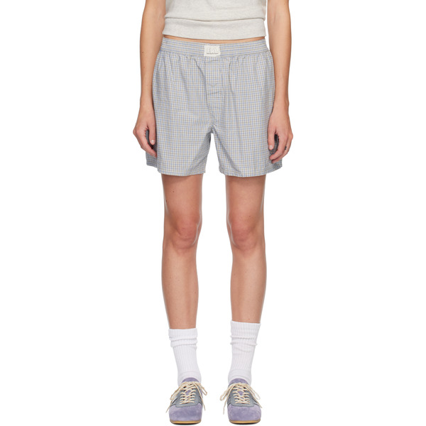  Erl Blue Light Check Boxer Boy Shorts 
