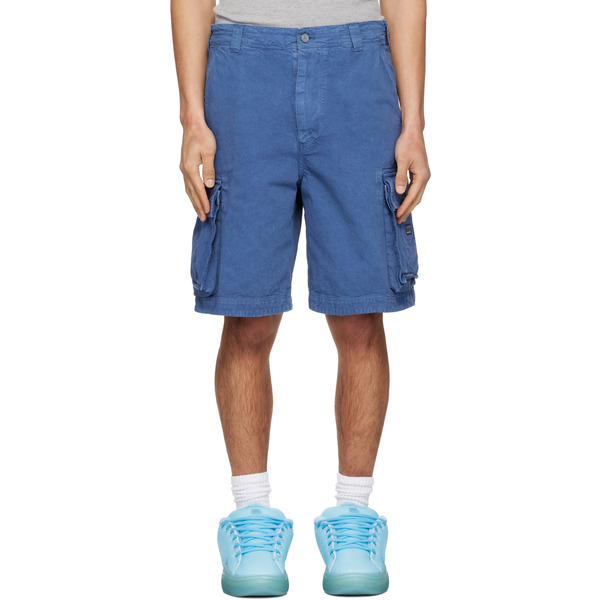  Erl Blue Woven Cargo Shorts 