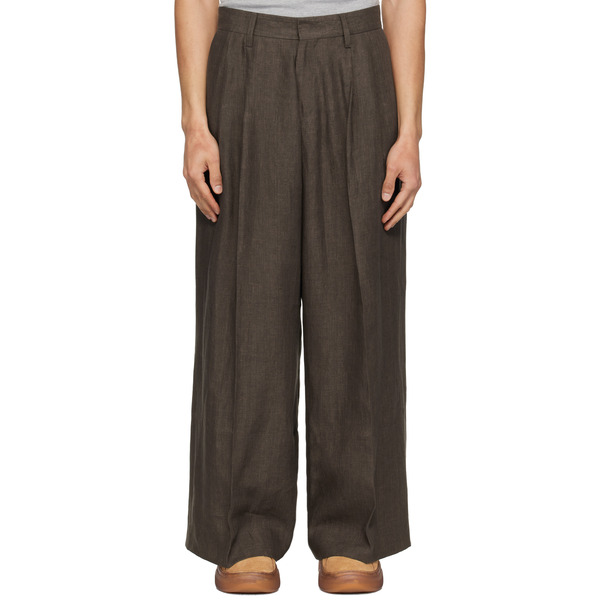  Erl Brown Pleated Suit Trousers 
