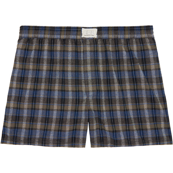 Erl Gray & Navy Plaid Boxer Shorts 