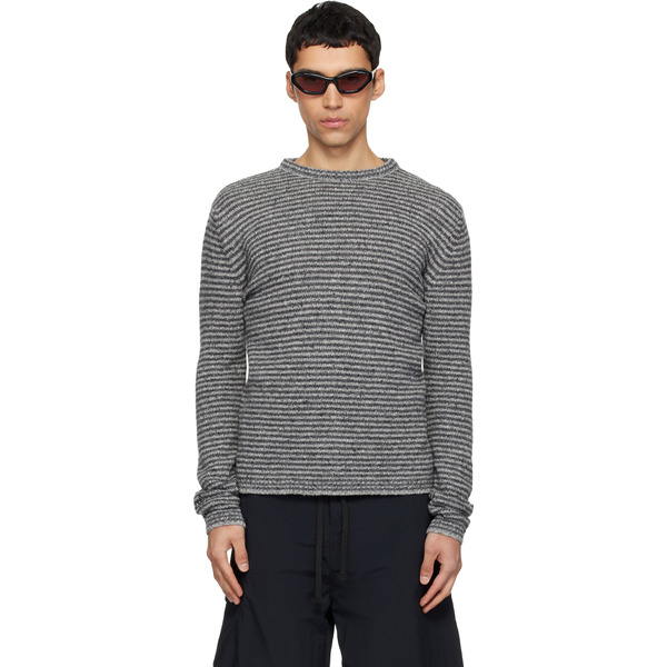  Erl Gray Thin Wool Crewneck Sweater 