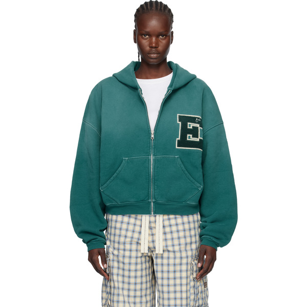  Erl Green Letterman Hoodie 