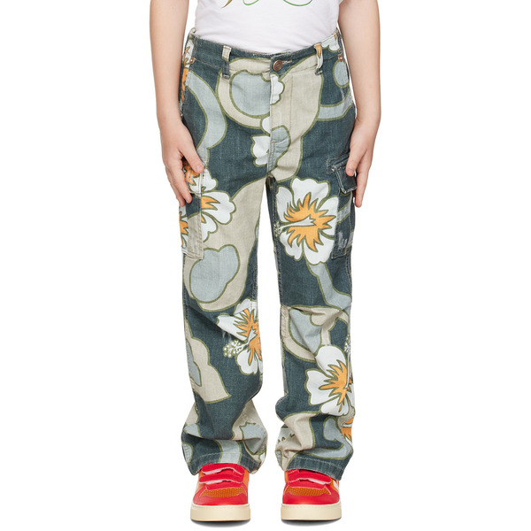  Erl Kids Gray Graphic Cargo Pants 