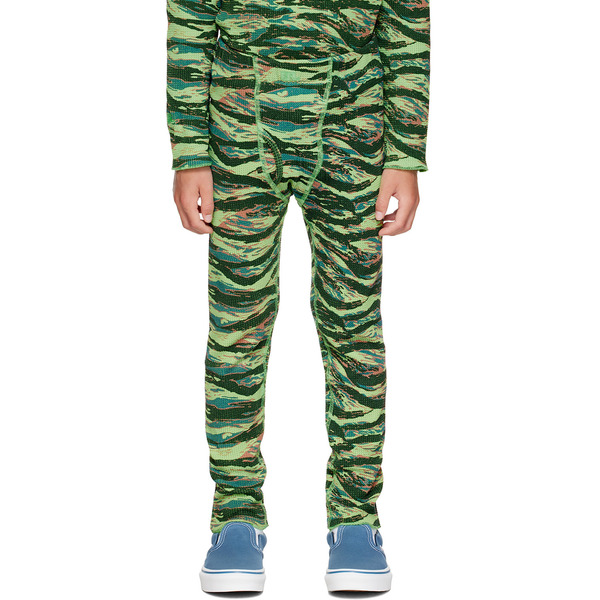  Erl Kids Green Printed Lounge Pants 