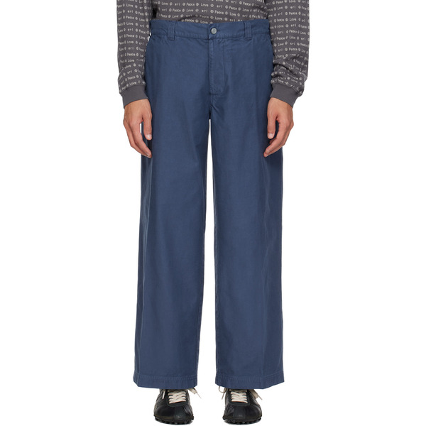  Erl Navy Chino Woven Trousers 