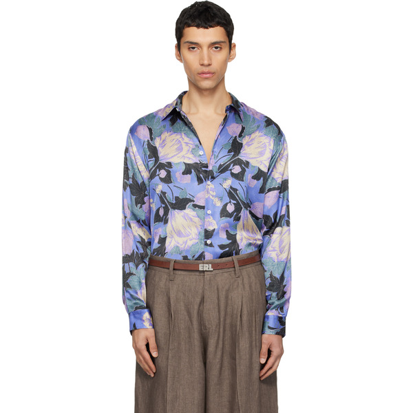  Erl Purple Flowers Shirt 