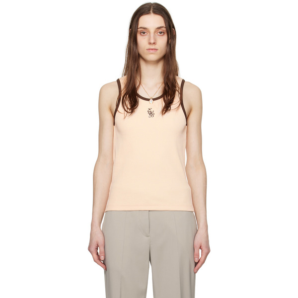 Ernest W. Baker Beige Embroidered Tank Top 