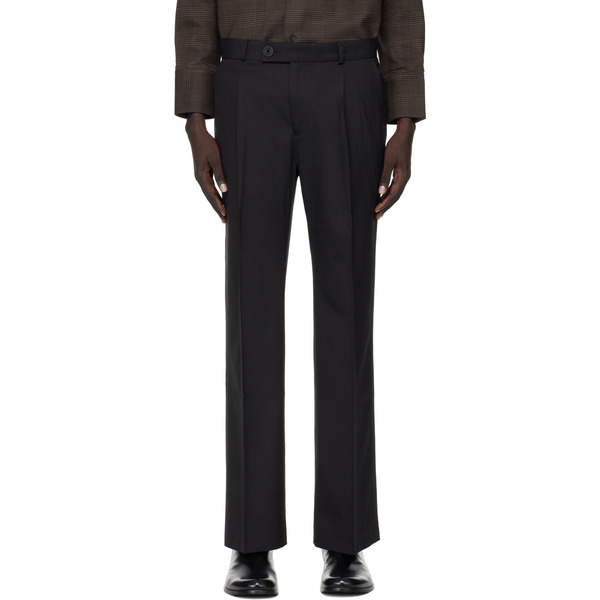  Ernest W. Baker Black Pleated Straight Fit Trousers 