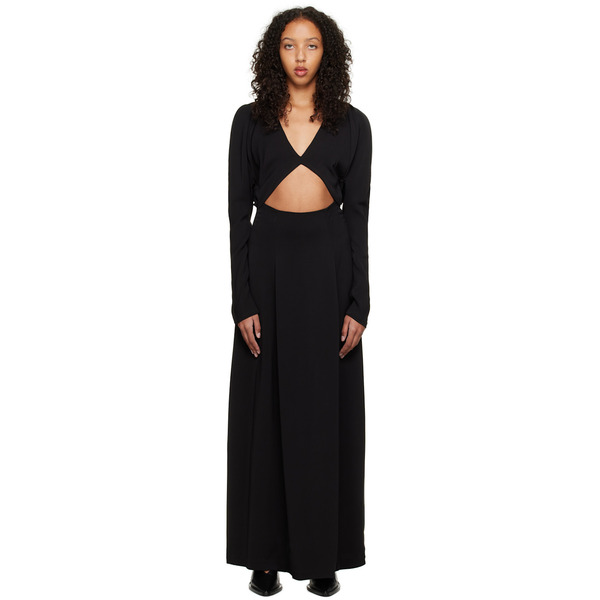  Esse Studios Black Envelope Flume Maxi Dress 