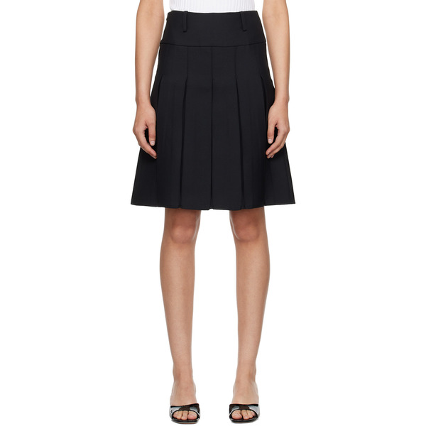  Fax Copy Express Black Pleated Midi Skirt 