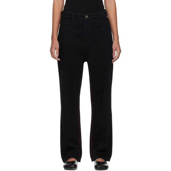  Fax Copy Express Black Red Stitch Straight Jeans 