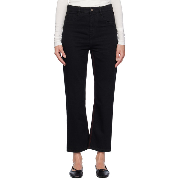  Fax Copy Express Black Red Stitch Straight-leg Jeans 