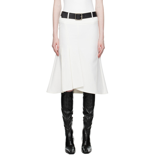  Fax Copy Express White Fishtail Midi Skirt 