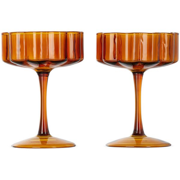  Fazeek Orange Wave Coupe Glass Set 