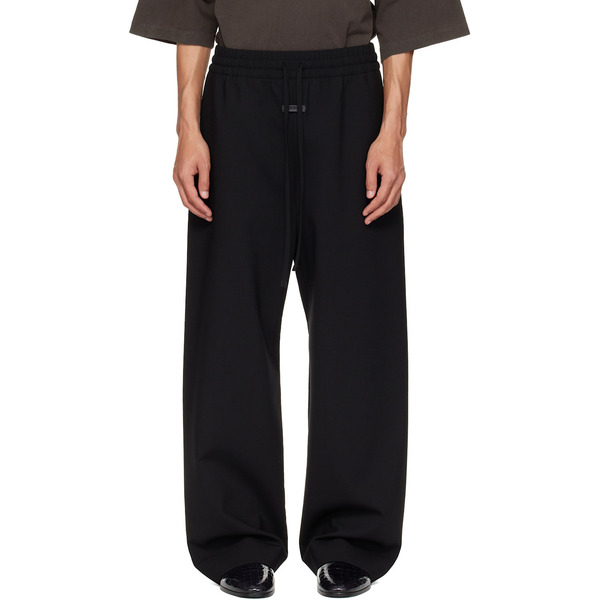  Fear Of God Black Double Weave Wool Wide Leg Drawstring Trousers 