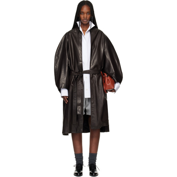  Fear Of God Brown Belted Leather Coat 