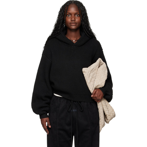  Fear Of God Essentials Black Holiday Heavy Waffle 90s Hoodie 