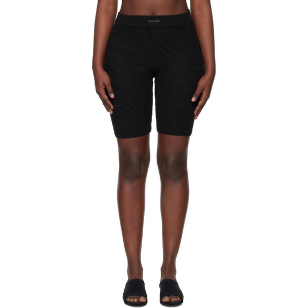  Fear Of God Essentials Black Holiday Waffle Biker Shorts 