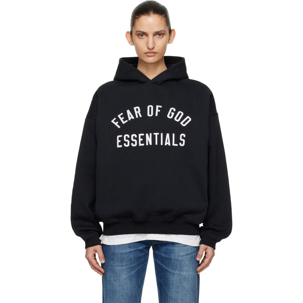  Fear Of God Essentials Black Varsity 90s Hoodie 