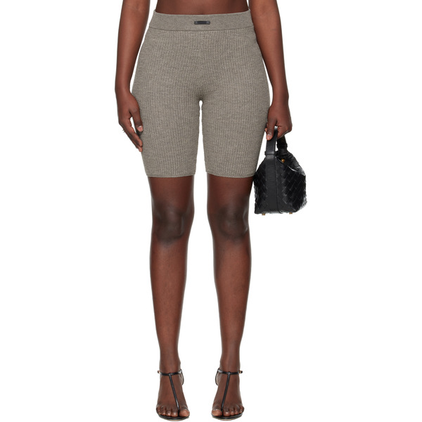  Fear Of God Essentials Brown Holiday Waffle Biker Shorts 