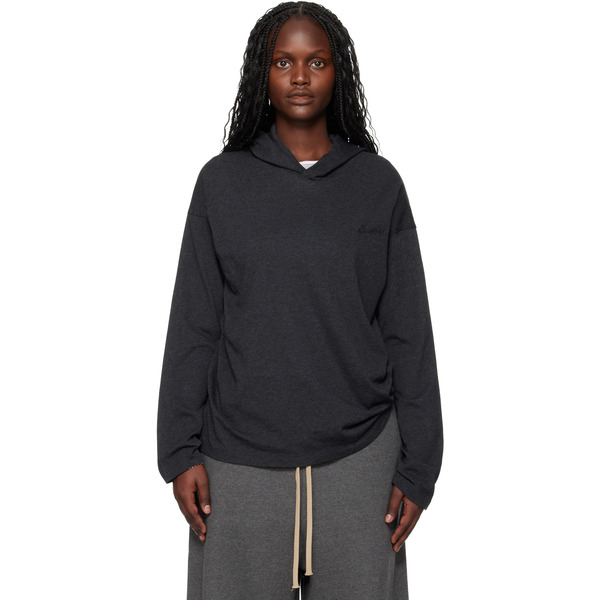  Fear Of God Essentials Gray Holiday Embroidered Classic Fit Long Sleeve Hoodie 