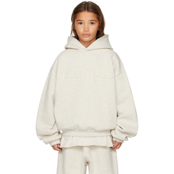  Fear Of God Essentials Kids Gray Holiday Embossed Classic Hoodie 