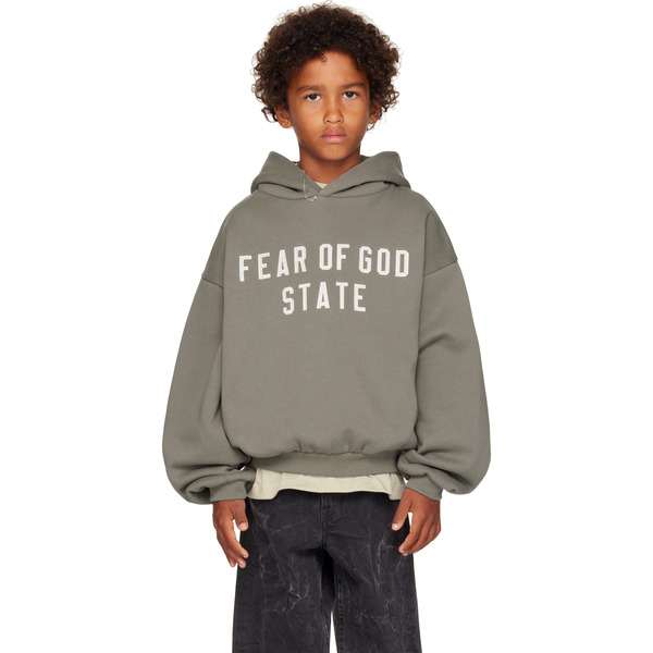  Fear Of God Essentials Kids Gray 90s Fit Fleece Hoodie 