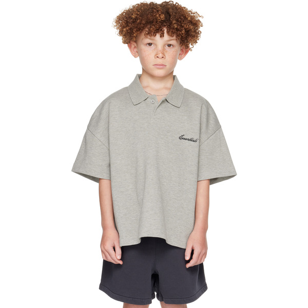  Fear Of God Essentials Kids Gray Signature Classic Short Sleeve Polo 